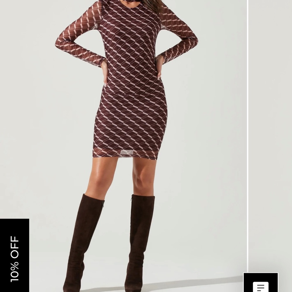 Bryn High Neck Cutout Long Sleeve Mini Dress ASRT the label
